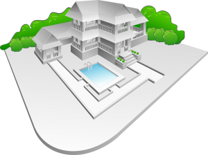 drawing of large home with pool
