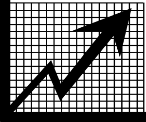 arrow on graph representing upward trend